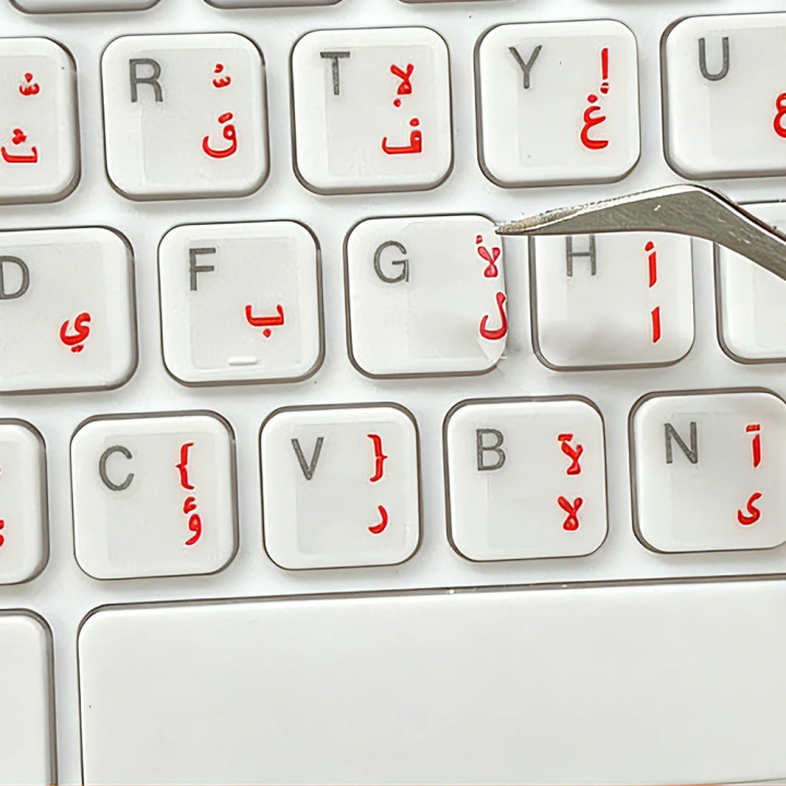 3 Pcs Arabic Transparent Keyboard Stickers Language Letter Red White Labels Computer PC Dustproof Laptop Accessories