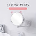 Wall Mounted Mirror Folding Arm Extend Bathroom Mirror Without Drill Cat Ear Single Side Cosmetic Makeup Mirror Space Saving. 