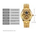 AOKULASIC Vintage Mechanical Watches Gold Tourbillon Moon Phase Skeleton Automatic Watch for Men Luminous Hands Wristwatches. 