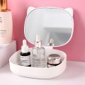 Cat ears foldable storage box stand makeup mirror makeup mirror table makeup mirror ins style. 