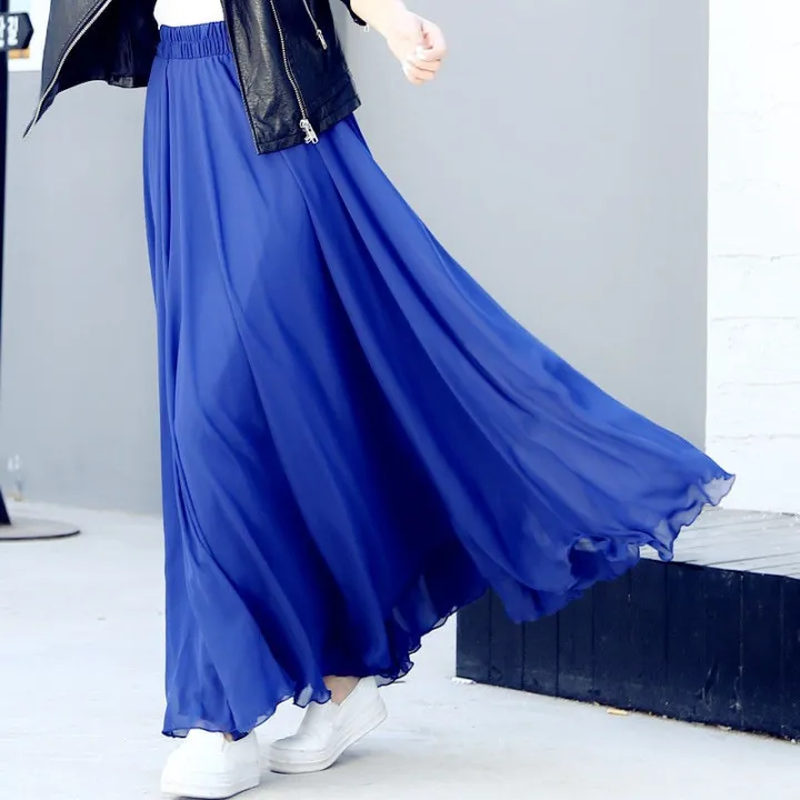 New%20Summer%20Chiffon%20Skirts%20Plus%20Size%20Full-Length%20Skirt%20High%20Waist%20Elegant%20Dance%20Skirt%20Pink%20Black%20Red%20Royal%20Blue%20White%20Long%20Skirts%20-%20Image%206