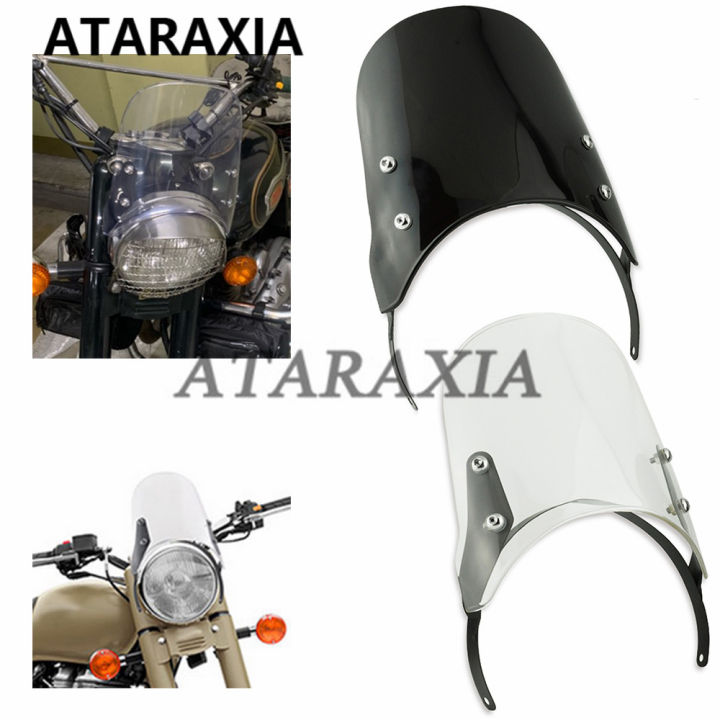 Motorbike 7.5" Headlight Windshield Fairing Compact Sport Wind Deflector Instrument Visor For Royal Enfield Classic 500CC Models