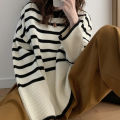 HELIAR Women Striped Loose Warm Sweater O-Neck Long Sleeve Thicken Knitted Pullovers Casual Sweater For Women 2023 Autumn Winter. 