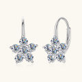 Original 925 Sterling Silver Flower Hoop Clip Earrings D0.60CT Full Moissanite Earrings for Women Wedding Jewelry Valentine Gift. 