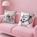B-Battle Cats Anime Pillow Case Anti-dustmite Pillowcase Invisible Zipper Silky Short Plush Sofa Cushion Cover. 