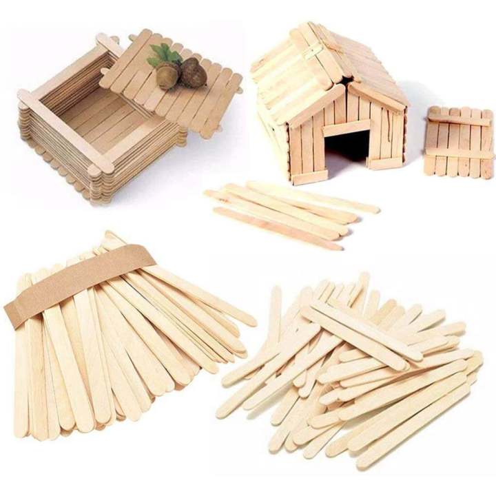 Pack of 200 Large Flat Craft Sticks Ice Cream Sticks Wooden Popsicle Sticks for DIY Craft Creative Designs Children Education (Length - 6 Inches Width - 20 mm)