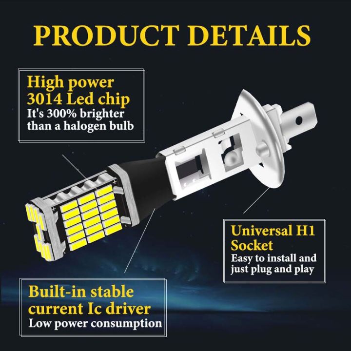 2PCS%20LED%20Fog%20Light%20H1%20LED%20H3%20LED%204014%20Chips%2045SMD%20Lamps%20Bulb%20Lens%2012V%20Car%20Bulb%20Lamps%20Super%20Bright%20Driving%20DRL%20Auto%20Lamp%20-%20Image%203