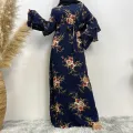 Muslim plus-size fashion hot new Arab Dubai women's clothing Islamic women's print robe dress Saudi Malaysia long sleeve elegant. 