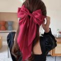 Silk Hair Bow Clip Hair Accessories High Quality Color-Red. 