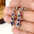Huitan Newly Designed Women's Earrings for Wedding Accessories Fancy Twist Earrings with Blue Cubic Zirconia Temperament Jewelry. 