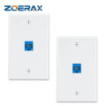 ZoeRax 2-Pack Female to Female Keystone Jack Wall Plate with RJ45 Keystone Inline Coupler insert,  Cat6 Keystone Jack Wall Plate. 