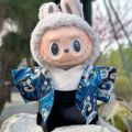 Japanese Style Dress Up for 17cm Labubu Doll Outfit Koi Cherry Blossom Pattern Kimono Doll Suit Doll Decoration Clothes Set. 