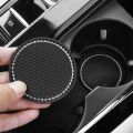 2Pcs Car Bling Rhinestone Cup Holder Drink Pad Interior Decoration Anti-slip Mat Round Durable Coaster Heat Resi Car Accessories.