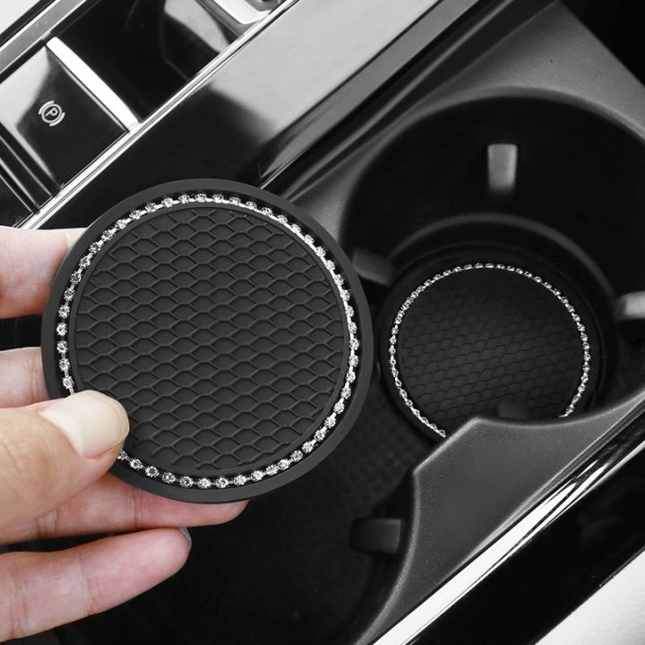 2Pcs%20Car%20Bling%20Rhinestone%20Cup%20Holder%20Drink%20Pad%20Interior%20Decoration%20Anti-slip%20Mat%20Round%20Durable%20Coaster%20Heat%20Resi%20Car%20Accessories%20-%20Image%202
