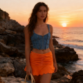 2026 European American  Summer Casual Hot Girl Trend Slim Fit Pleated Solid Color Y2K Mini Skirt Fashion Women's Wear. 