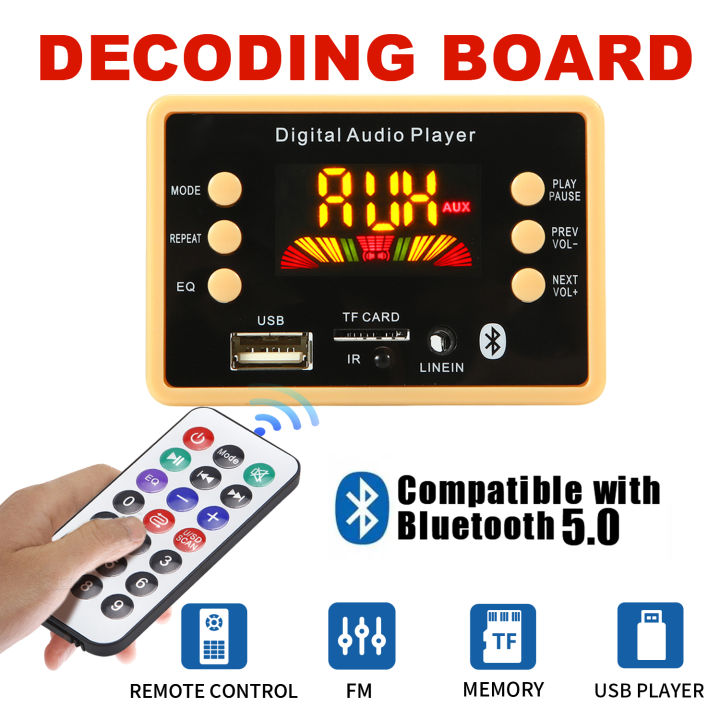 DC 12V Car MP3 WMA Decoder Board Audio Module USB TF FM Radio LINEIN Bluetooth 5.0 Wireless Music MP3 Player With Remote Control