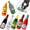 Interactive Dog Toys Champagne Wine Bottle Shape Pet Toy Plush Filled Vodka Toy Squeaky Bite-Resistant Pet Supplies Whisky. 