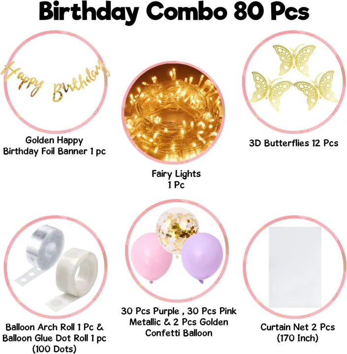 pack%20of%2080%20pcs%20Happy%20Birthday%20Decorations%20For%20Girls%20Kit%20Butterfly%20Theme%20Combo%20-%2080Pcs%20Birthday%20Decoration%20for%20Girls,%20Purple%20Theme%20Decor%20Items%20Set/%20Purple%20Balloons%20for%20Birthday%20Decoration%20-%20Image%202