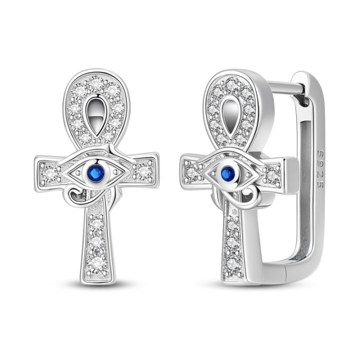 New%20925%20Sterling%20Silver%20Ankh%20Cross%20Earrings%20Sparkling%20CZ%20Zircon%20For%20Women%20Girls%20Adorable%20Birthday%20Party%20Cute%20Jewelry%20s%20-%20Image%207