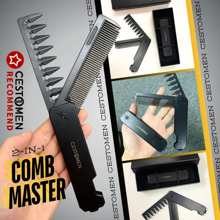 CESTOMEN Multifuncional Portable Plastic Folding Pocket Combs Barber Men Oil Head Beard Combs Hair Styling Wide Tooth Combs