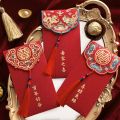 3Pcs/set Traditional Chinese Wedding Red Envelope with Tassel Lucky Money Packets Blessing Red Packet.