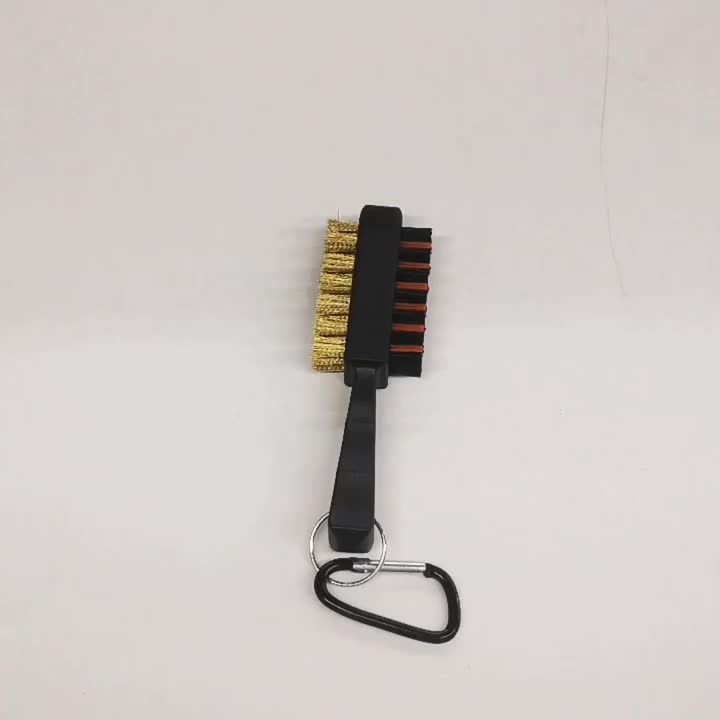 Golf Brush Golf Club Head Cleaning Brush Double Side Brass Nylon Golf Groove Cleaner with Keychain Drop Ship