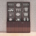 Furnisha Crockery Display Unit with 3 door Storage Showcase Cabinet To be used indoor in dining rooms (Finish Color - Mahogany Reddish brown). 
