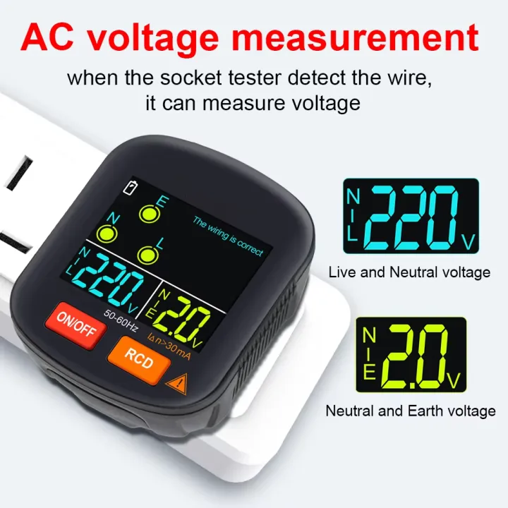 Digital Display Smart Socket Tester Outlet Checker Voltage Detector ...