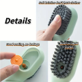 1pc Multi-function automatic spot shoe brush soft hair hand pressure hanging hole suitable for clothing carpet plastic handles. 