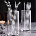 Reusable glass straws juice smoothie tea beverage glass straw set. 