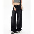 Lady Korean Thin Baggy High Waist Jeans Pants 2025 Chic Women Straight Leg Denim Trousers Girls Fashion Casual Pants. 