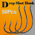 50Pcs Drop Shot Hook Worm Hook Fishing Hooks Drop Shot Rig High Carbon Steel Freshwater Fishing for Bass Perch Catfish. 