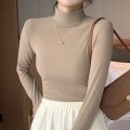 2025 New Knitted Half-turtleneck Pullovers Women Bottom Shirts Sweater Jumper Elegant Korean Fashion Long-sleeved Tops Knitwear.
