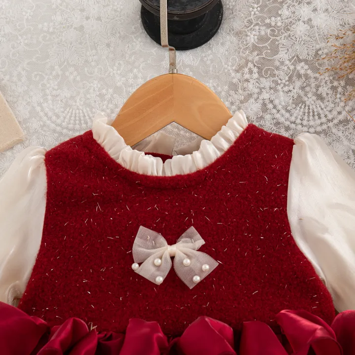 Autumn%20And%20Winter%20New%20Princess%20Style%20Baby%20Girl%20Dresses,%20Red%20Children'S%20Clothes%20For%20Birthday%20Parties%20Suitable%20For%20Babies%20Aged%200-3%20-%20Image%203
