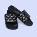 Mens Premium Slide Sandals – Black with Iconic Triple Stripe Logo.