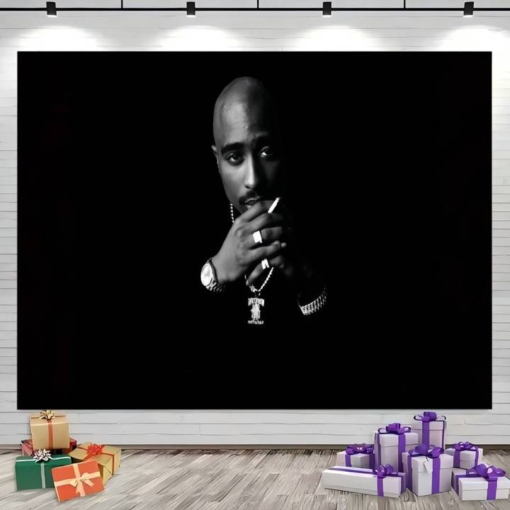 Famous Hip Hop Rapper 2PAC Tupac Star Banner Backdrop Decoration Canvas ...