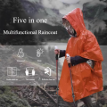 Outdoor Waterproof Raincoat Camping Portable Mountaineering Hiking Emergency Aluminum Film Raincoat For Preventing Temperature.
