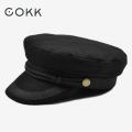 Military Hat Black Hats For Women Ladies Military Flat Top Hat Cap Female Gorras Woman British Style Navy Gray. 