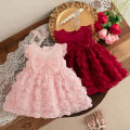 (0-3 Year Old Baby Girl Princess Dress) Summer New Red Bow, Rose Skirt, Children'S Sleeveless Clothes Suitable For Wedding Party. 