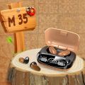 M35 TWS Wireless Headphones Bluetooth-5.3 Stereo Sport Earphones IPX6 Waterproof Earbuds Headset Charging Box With Microphone,Wood Grain. 