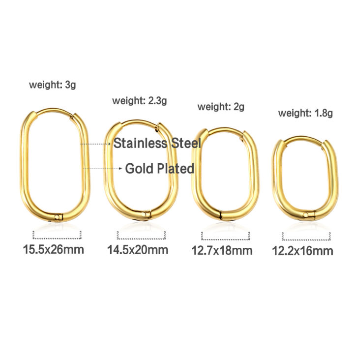 LUXUKISSKIDS%20Fashion%20Oval%20Hoop%20Earrrings%20Stainless%20Steel%20Elliptic%20Shape%20Silver/Gold%20Color%2020MM%20Big%20Round%20Clips%20Smooth%20Mental%20Ear%20-%20Image%203