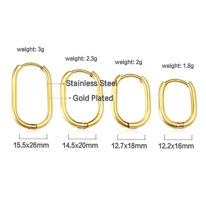 LUXUKISSKIDS%20Fashion%20Oval%20Hoop%20Earrrings%20Stainless%20Steel%20Elliptic%20Shape%20Silver/Gold%20Color%2020MM%20Big%20Round%20Clips%20Smooth%20Mental%20Ear%20-%20Image%203