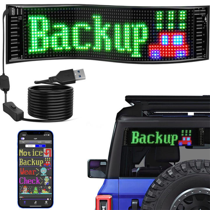 Web App Control Led Display Scrolling Advertising LED Light Car Sign Bluetooth App Control Logo ...