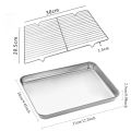 304 Stainless Steel Baking Tray Set with Grill Metal Rectangular Cooling Rack Grilling Tools BBQ for Kitchen Outdoor Camping.