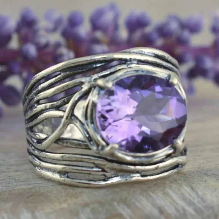 1%20Pcs%20Vintage%20Bohemian-Style%20Purple%20Synthetic%20Zircon%20Ring%20Suitable%20for%20Woman%20Everyday%20Wear%20or%20Special%20Occasion%20Parties%20-%20Image%202