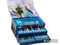 54 PIECES ART ARTIST SET IN A BOX WITH DRAWERS PENS PENCILS CRAYONS PAINTS. 