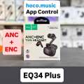 Hoco EQ34 Plus True Wireless ANC+ENC Noise Reduction App Control Bluetooth Earphone(Black). 