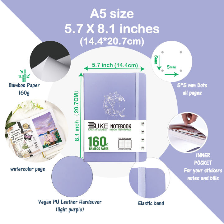 160gsm%20bamboo%20paper%20watercolor%20journal%20dotted%20notebook%20supper%20white%20pages%20drawing%20sketchbook%20-%20Image%203