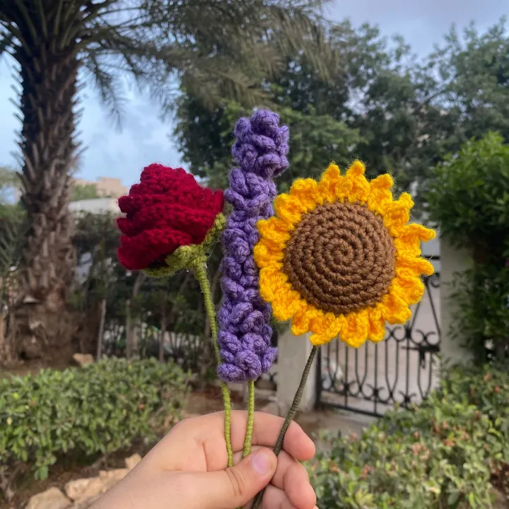 Crochet%20Handmade%20Artificial%20Flowers:%20Rose,%20Sunflower,%20Tulip,%20Lavender.%20Customised%20In%20Any%20Colour.%20For%20Home%20Decor,%201%20Piece.%20Valentines%20Day%20DIY%20Bouquet%20-%20Image%206