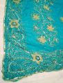 Sky Blue Floral Georgette Saree - Elegance in 12 Hat Length - Bohor-45 Inches - Including Blouse Piece.